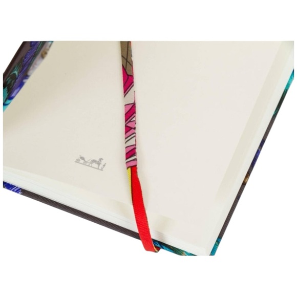 Hermes Brazil Silk Notebook Multicolor Blue Grey Feather Motif New With Box - Picture 3 of 8